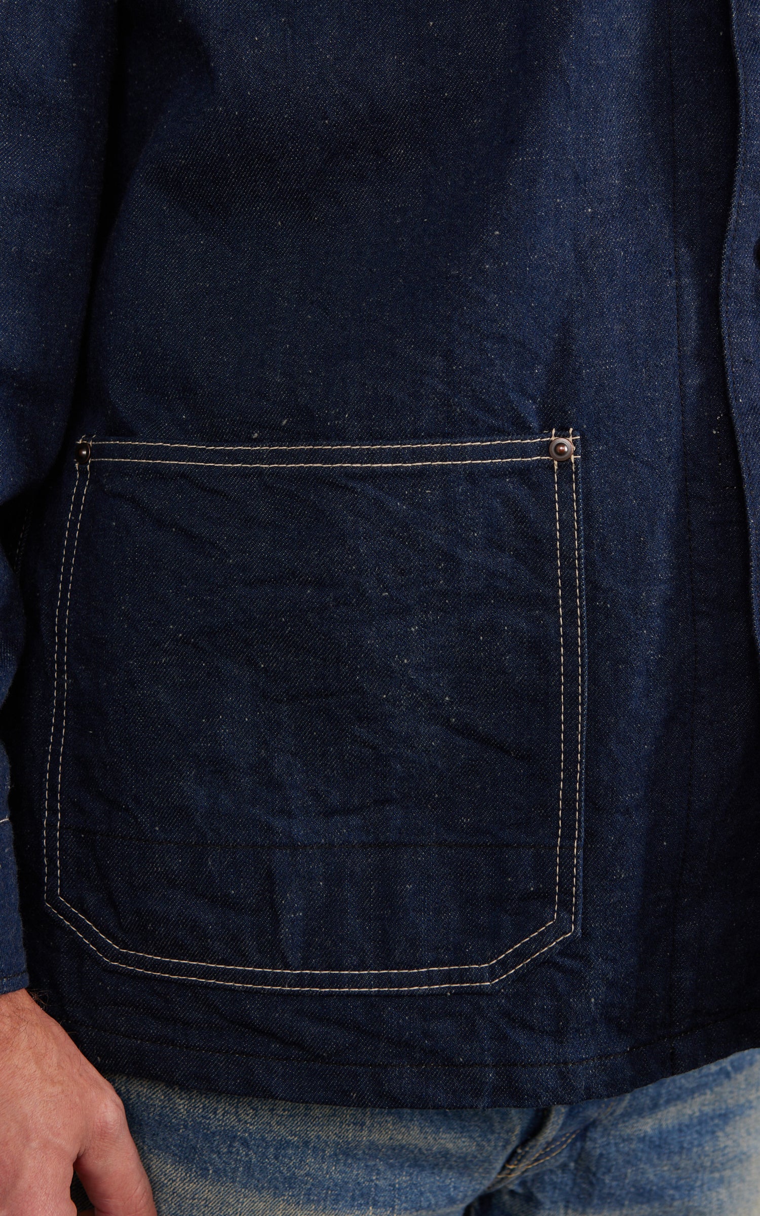 FOB Factory F2456 Denim Chore Jacket Blanket Lined Indigo - Image 8