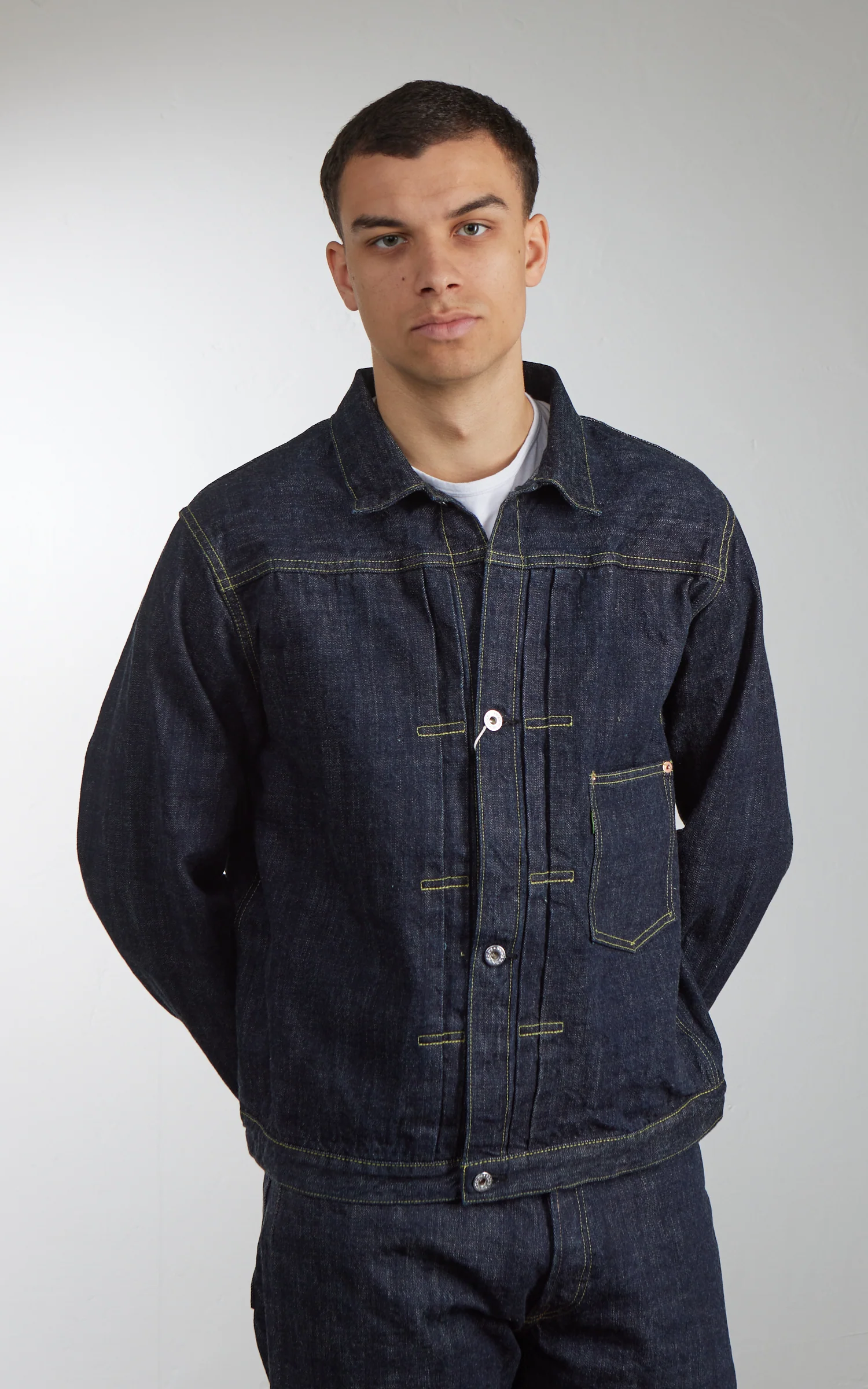 FOB Factory F2460 WWII Type 1 Selvedge Denim Jacket Rinsed Indigo - Image 4