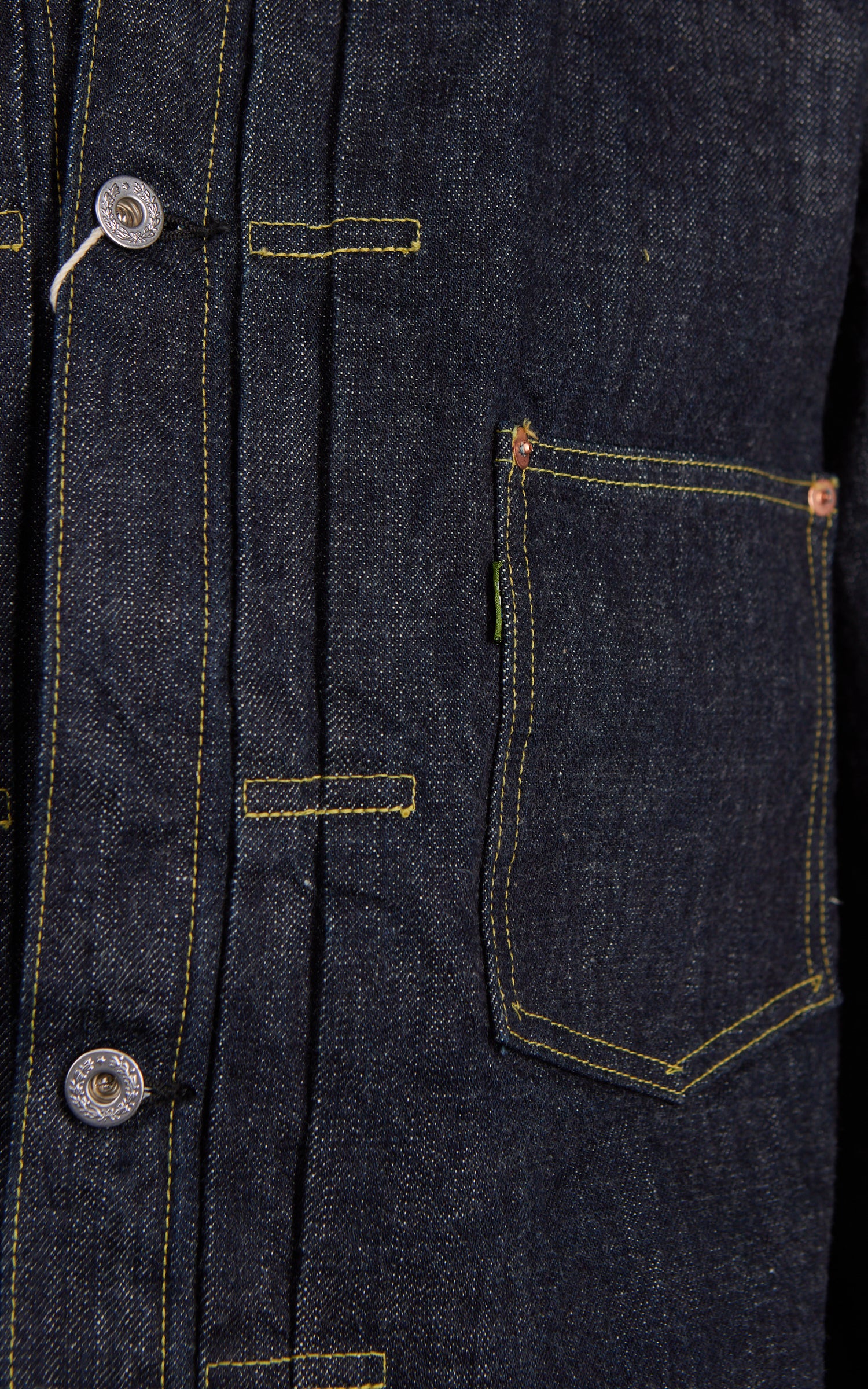 FOB Factory F2460 WWII Type 1 Selvedge Denim Jacket Rinsed Indigo - Image 5