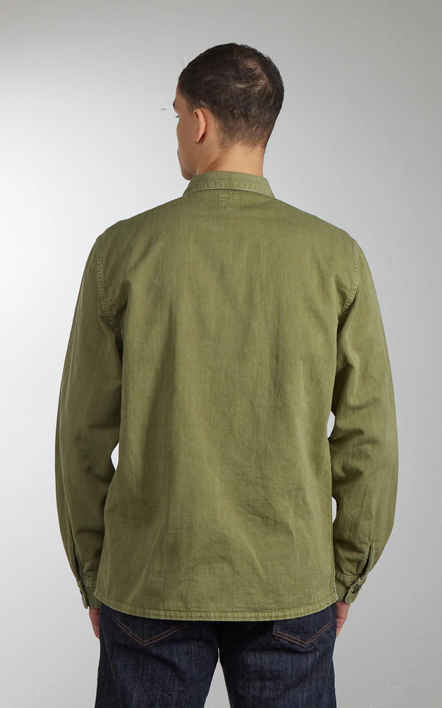 FOB Factory F2461 Herringbone Fatigue Jacket Olive - Image 6