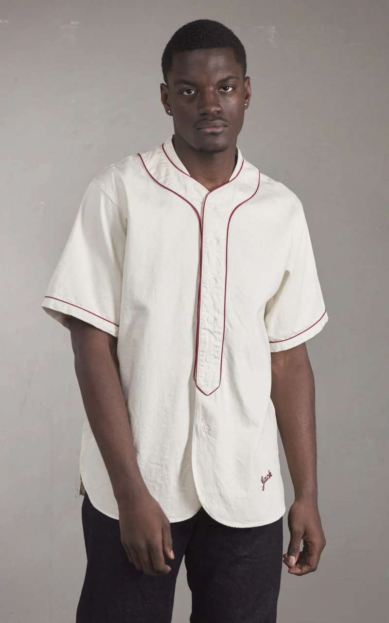 FOB Factory F3490 Baseball Shirt Ecru - Image 2
