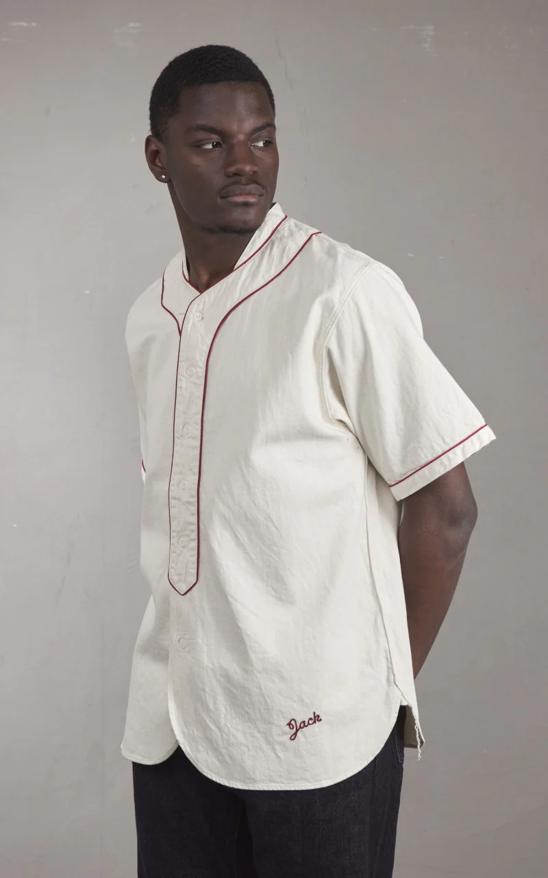 FOB Factory F3490 Baseball Shirt Ecru - Image 4