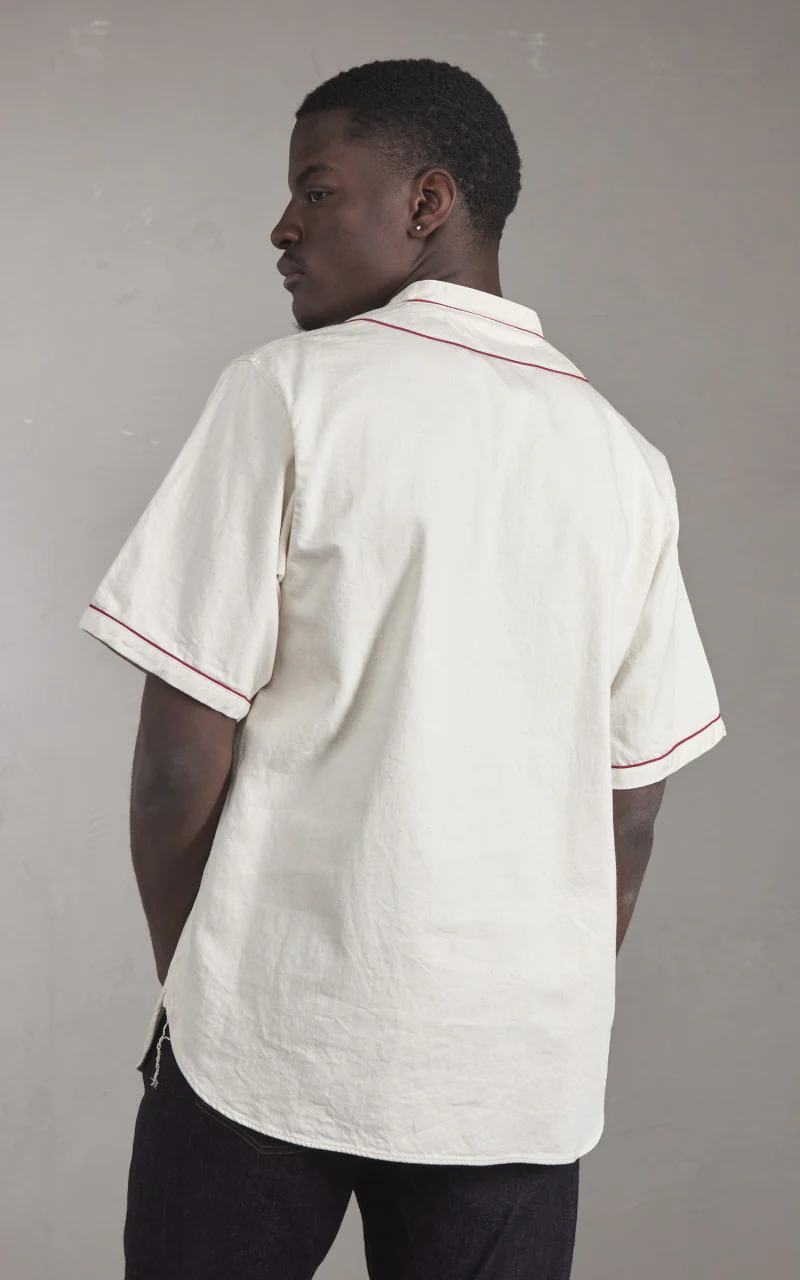 FOB Factory F3490 Baseball Shirt Ecru - Image 7
