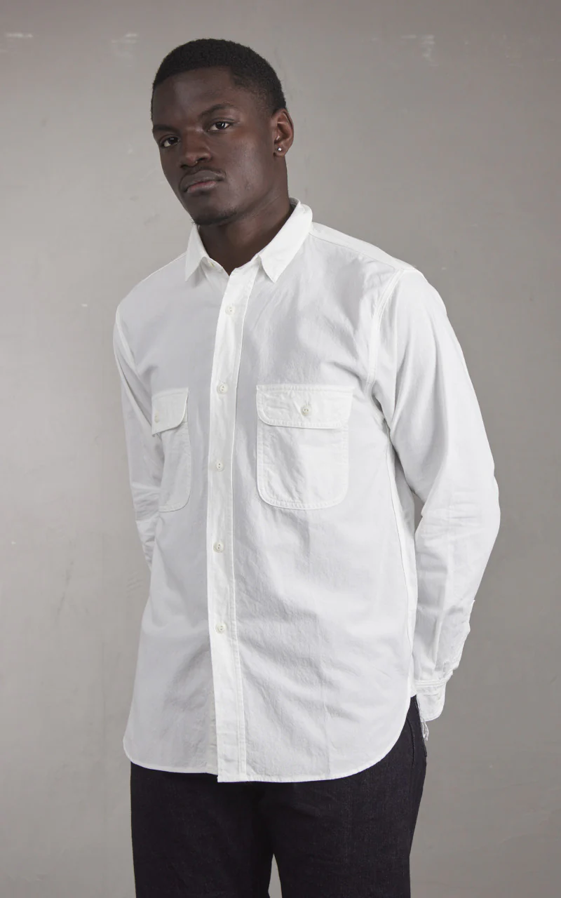 FOB Factory F3496 Oxford Work Shirt White - Image 4