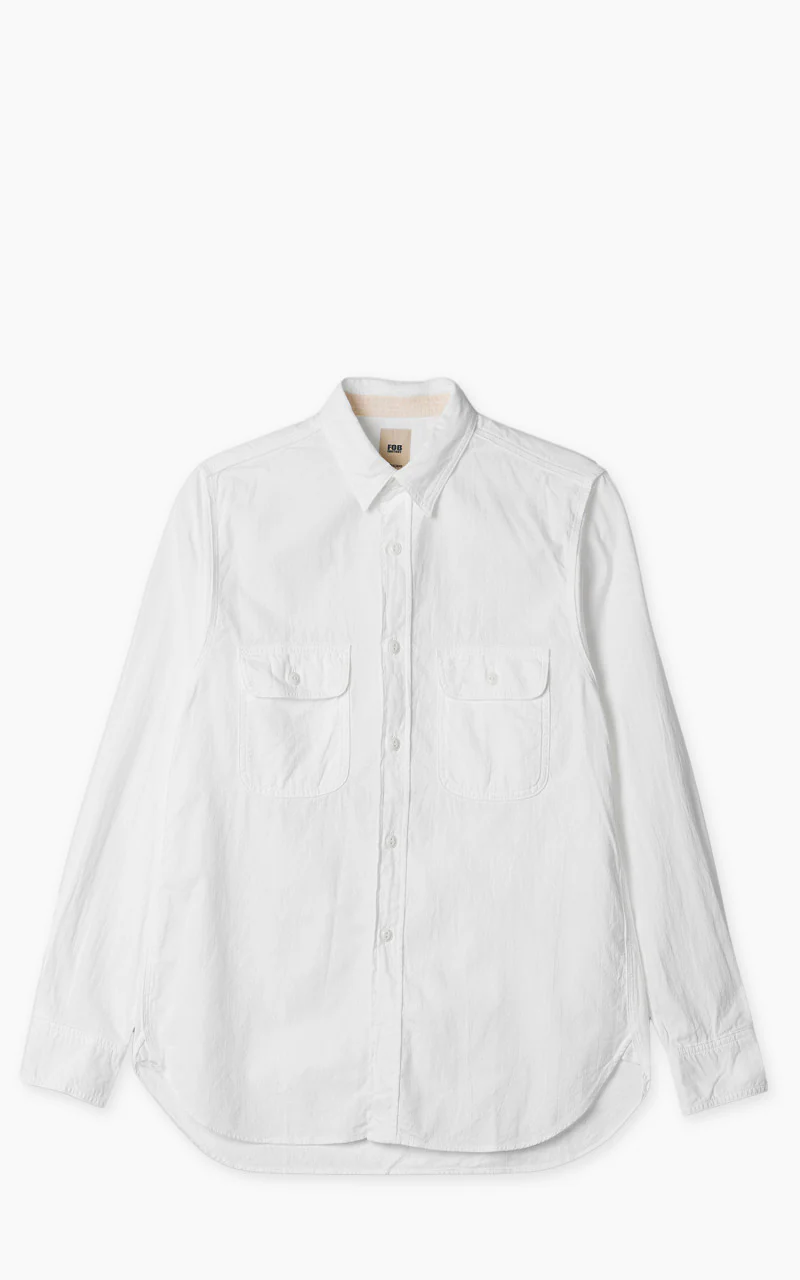 FOB Factory F3496 Oxford Work Shirt White - Image 8