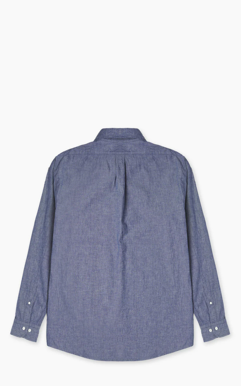 FOB Factory F3501 Selvedge Chambray Button Down Shirt Blue - Image 3