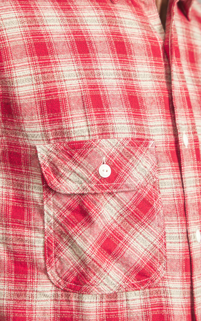FOB Factory F3503 Nel Work Shirt Ombre Checked Red - Image 6