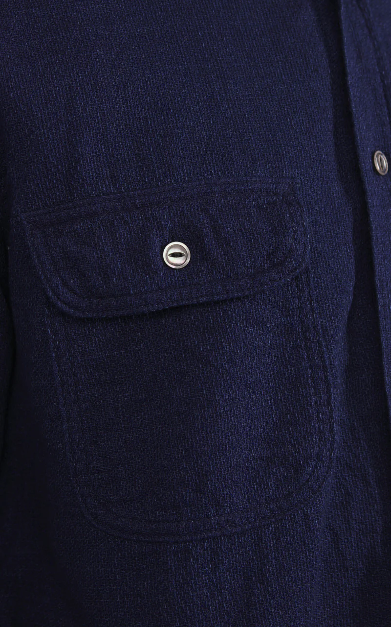 FOB Factory F3507 Indigo Gauze Work Shirt Navy - Image 4