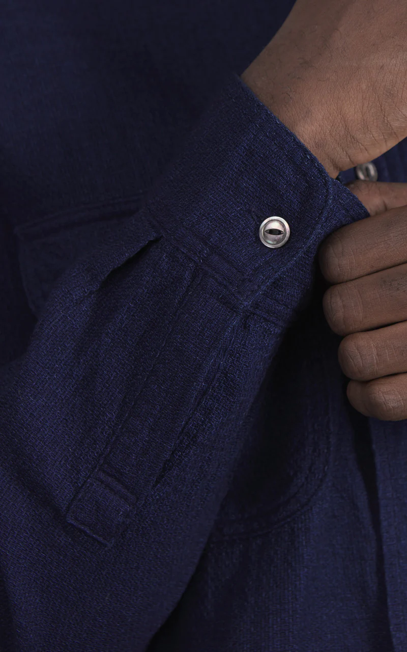 FOB Factory F3507 Indigo Gauze Work Shirt Navy - Image 7