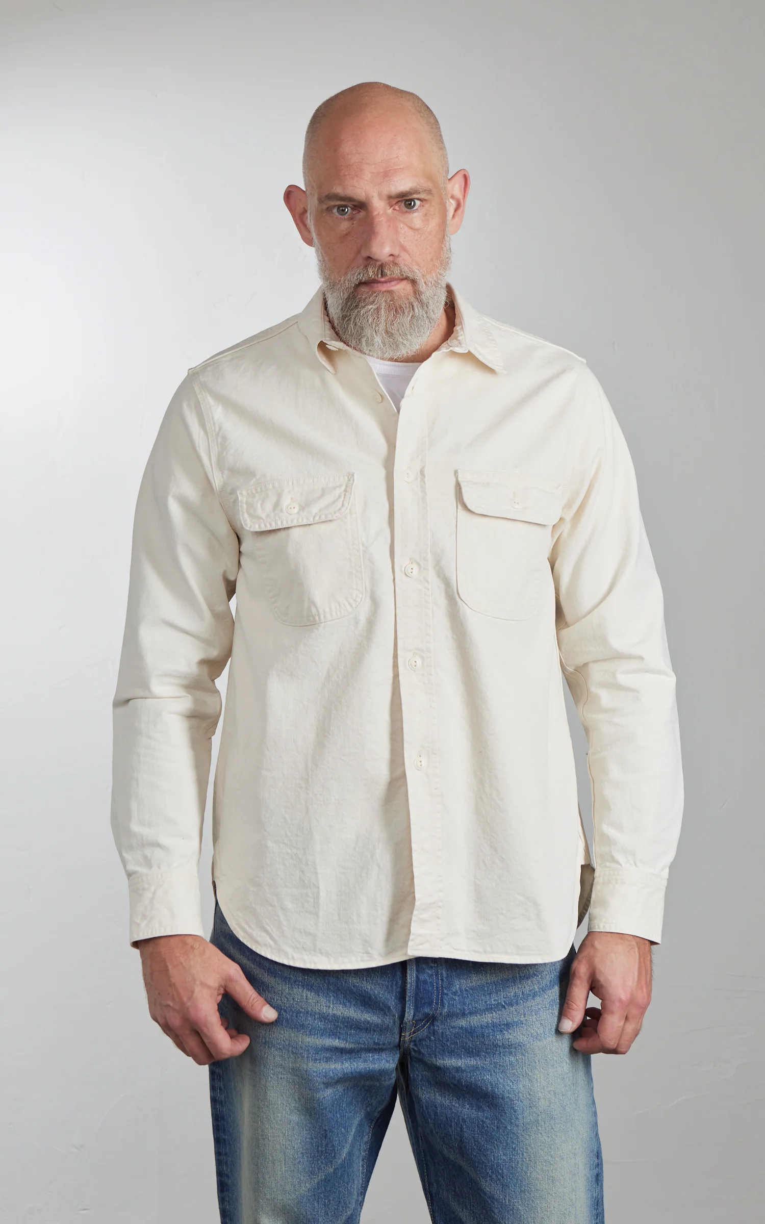 FOB Factory F3513 Work Shirt Ecru - Image 2