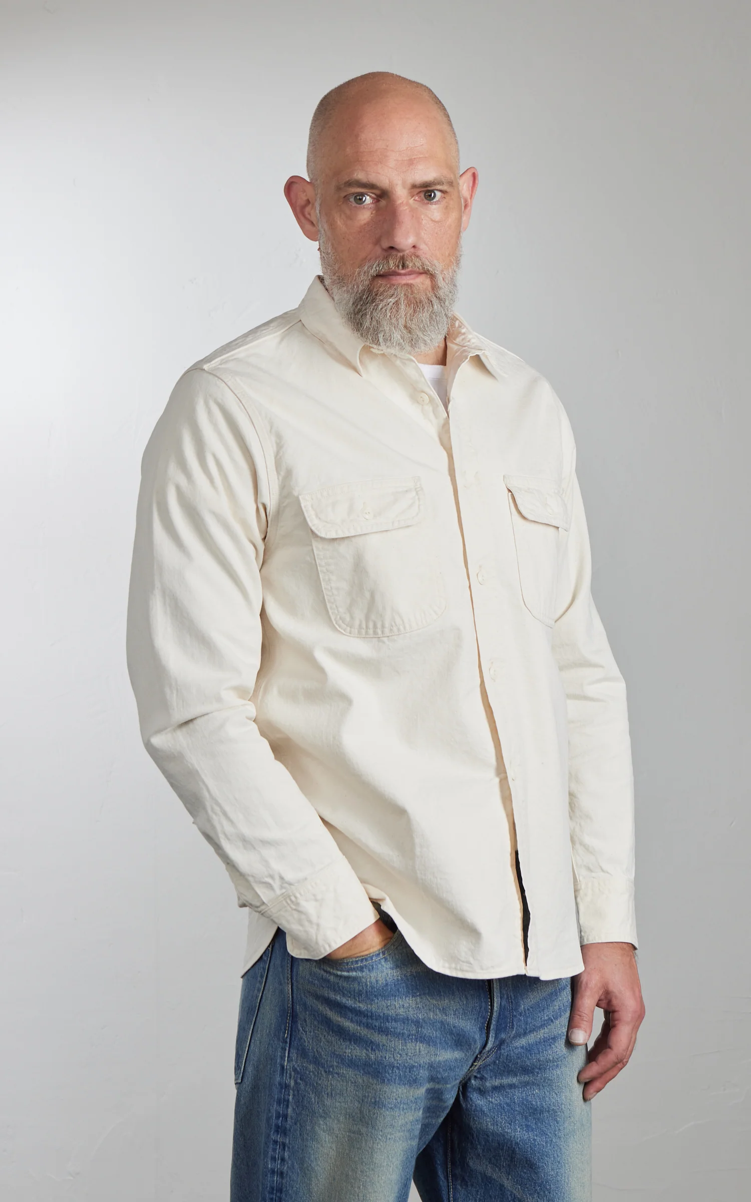 FOB Factory F3513 Work Shirt Ecru - Image 4
