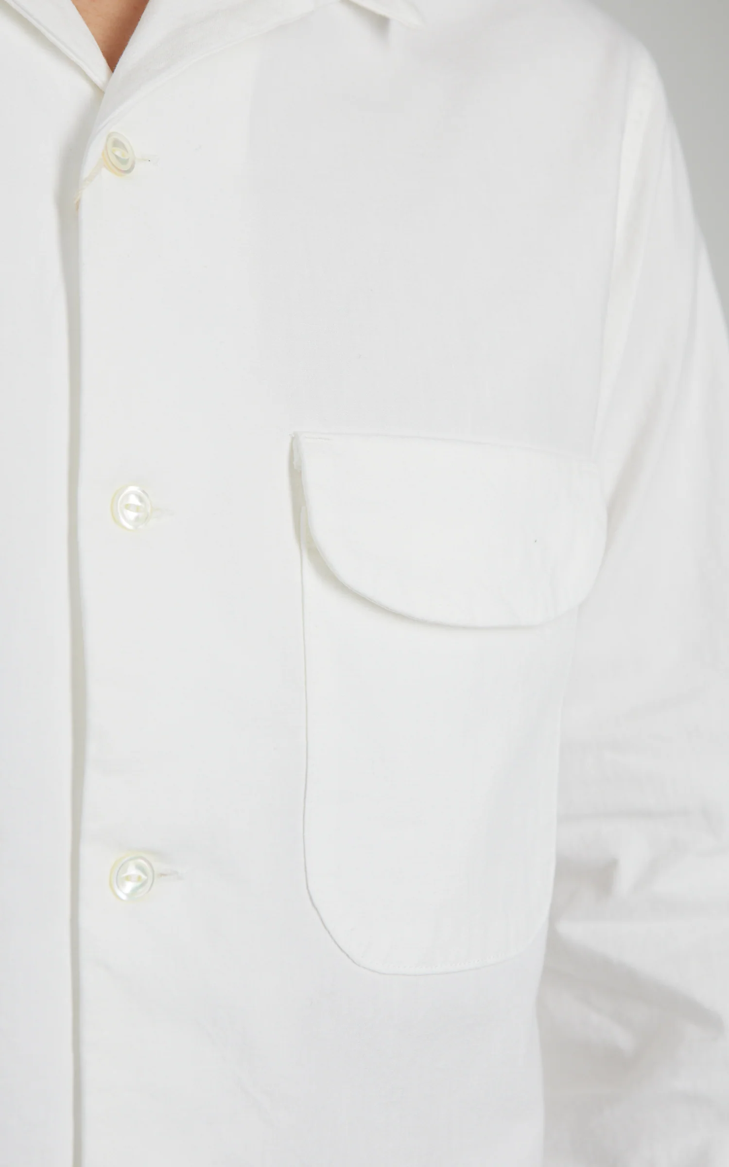 FOB Factory F3514 Open Collar Shirt White - Image 4