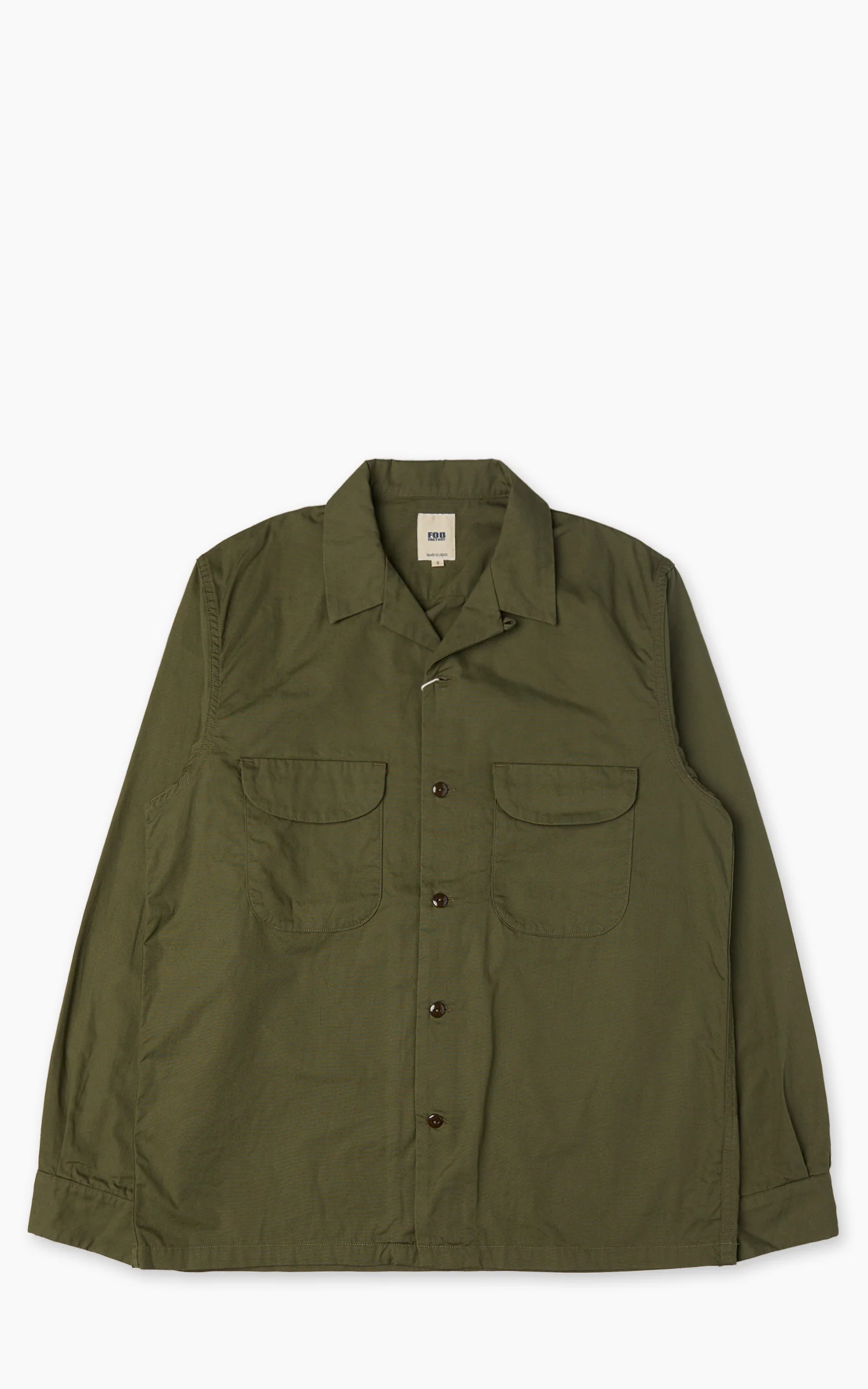 FOB Factory F3515 Open Collar Shirt Olive