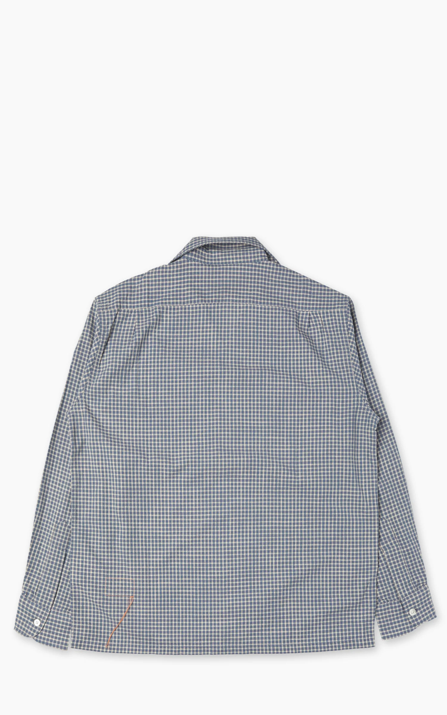 Fortela Baker Gingham Cotton Bowling Shirt Light Blue - Image 2