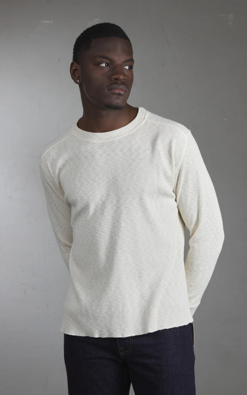 Fortela Geremia Waffle Longsleeve Shirt Off White - Image 4
