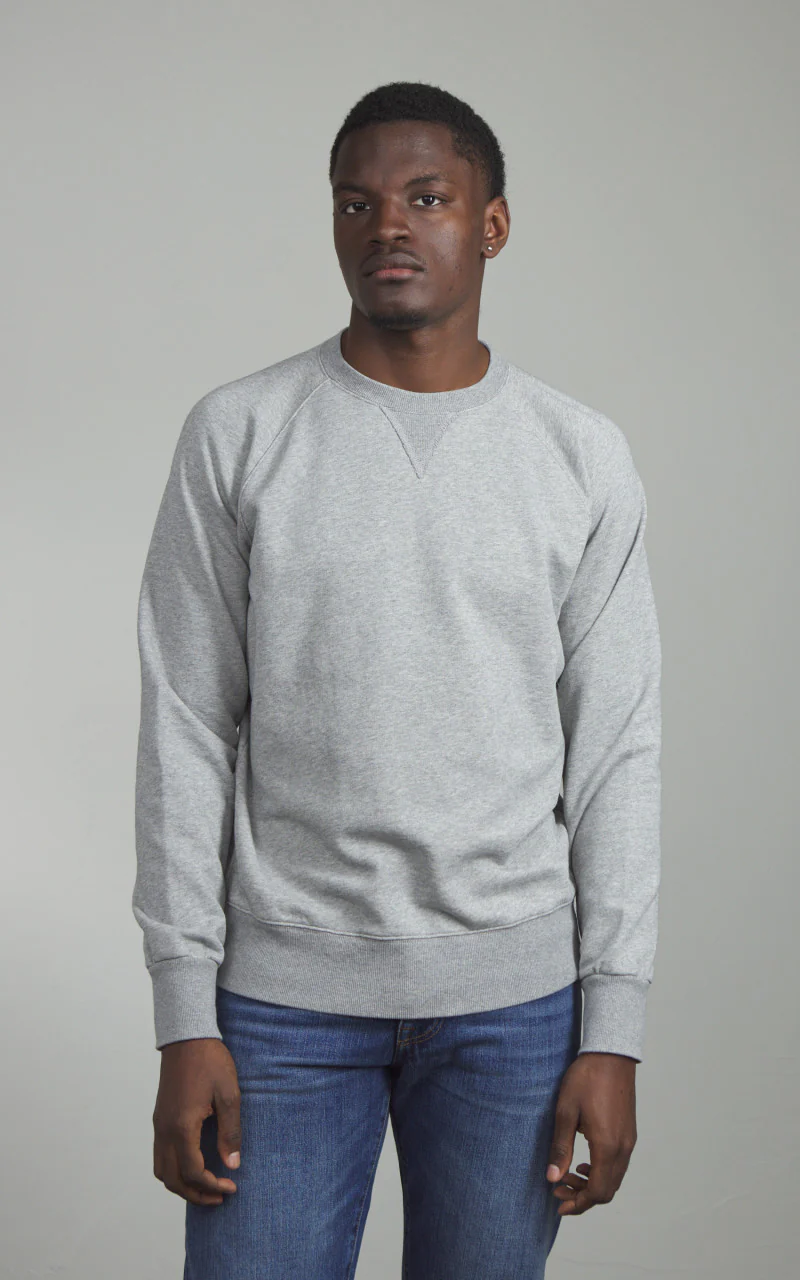 Fortela Harvard Crewneck Brushed Sweatshirt Grey Melange - Image 2