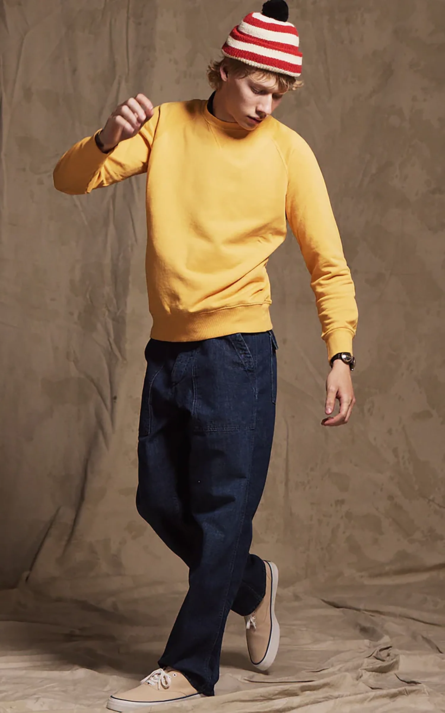 Fortela Harvard Crewneck Fleece Sweatshirt Yellow - Image 2