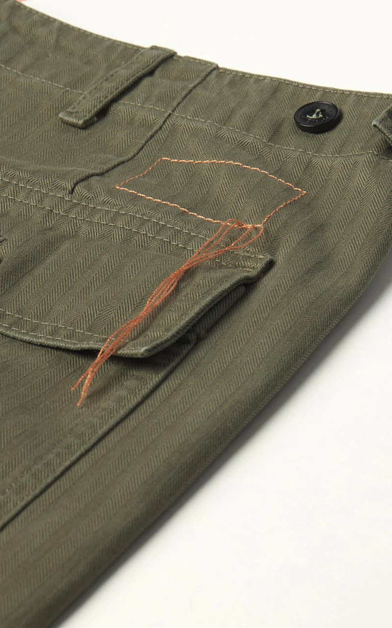 Fortela New Fatigue Pants Herringbone Green - Image 6