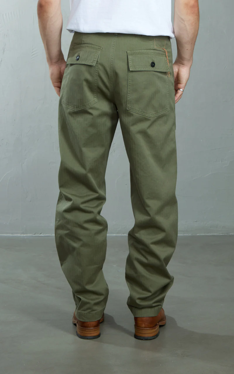 Fortela New Fatigue Pants Herringbone Green - Image 8