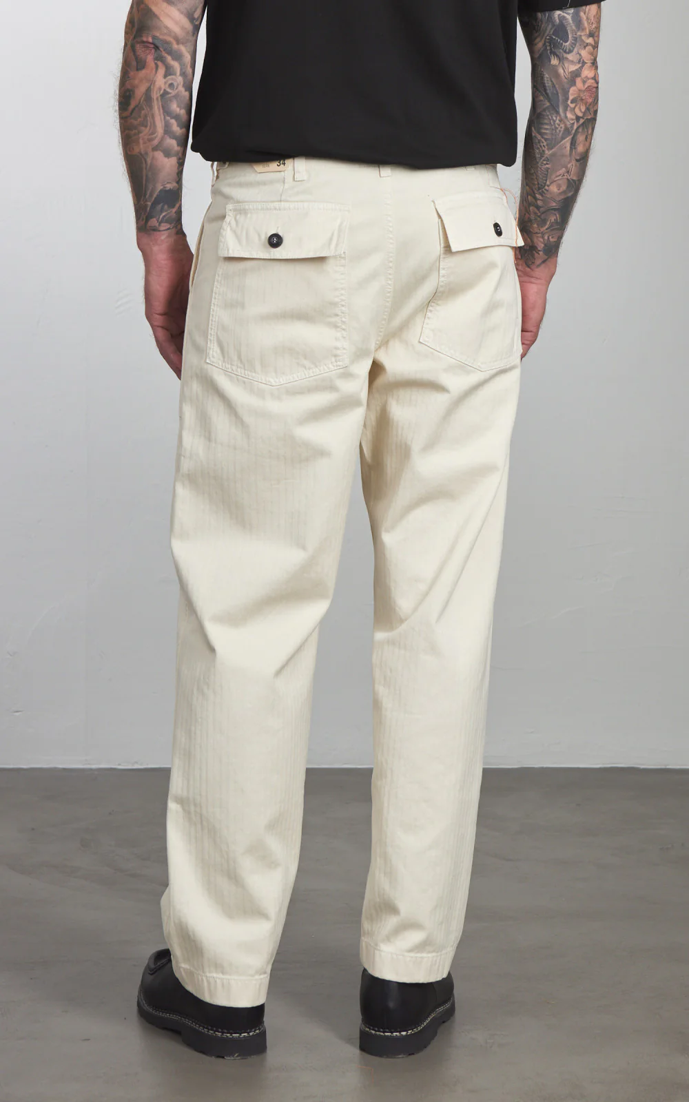 Fortela New Fatigue Pants Herringbone Off White - Image 3