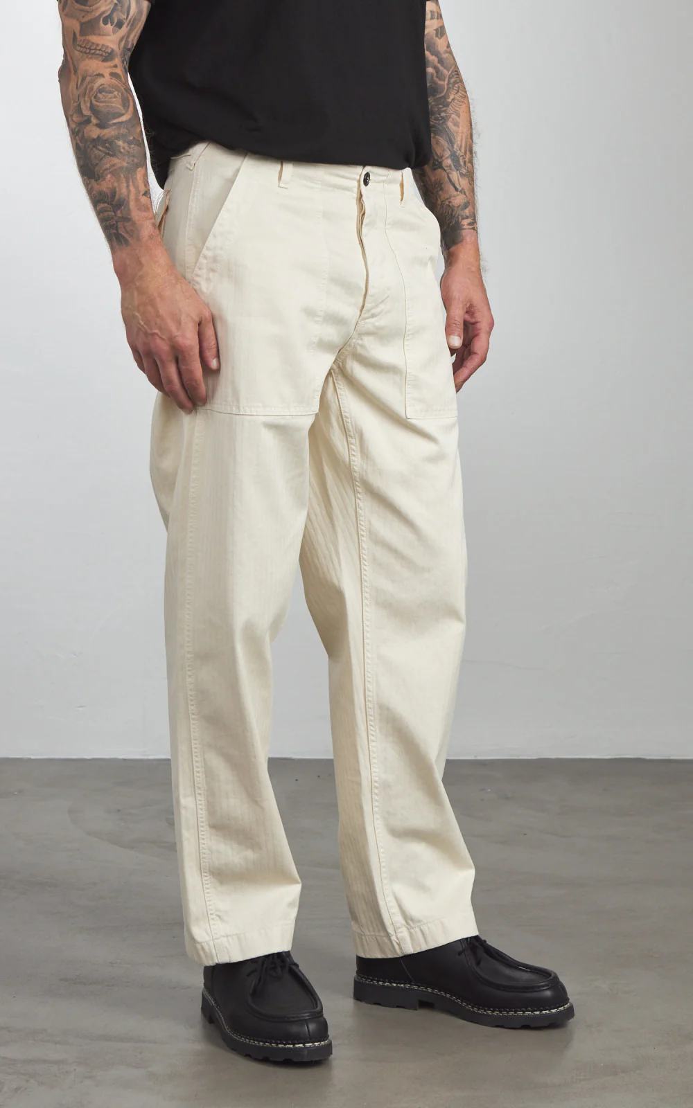 Fortela New Fatigue Pants Herringbone Off White - Image 4