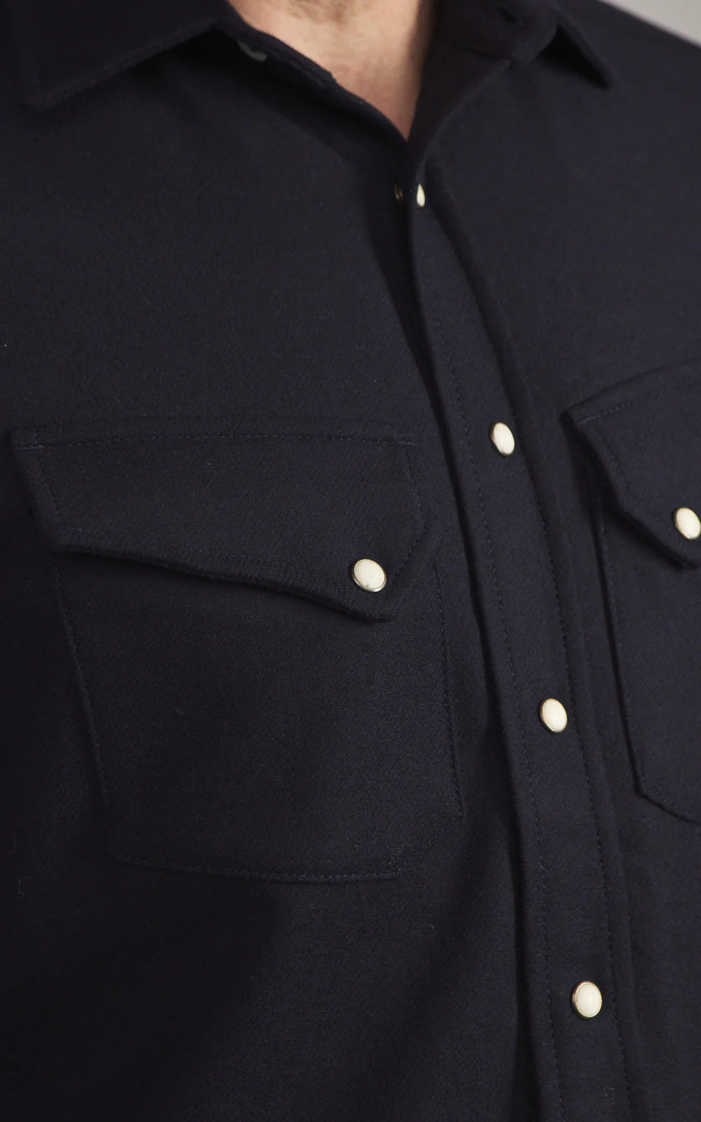 Fortela Pasadena Shirt Western Wool Flannel Blue - Image 4