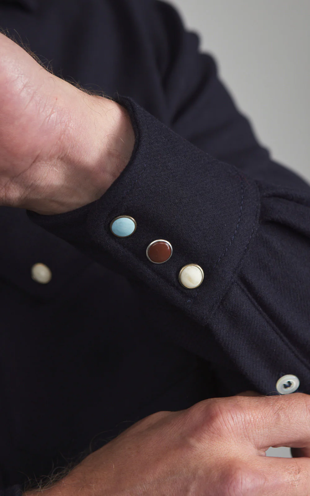 Fortela Pasadena Shirt Western Wool Flannel Blue - Image 6