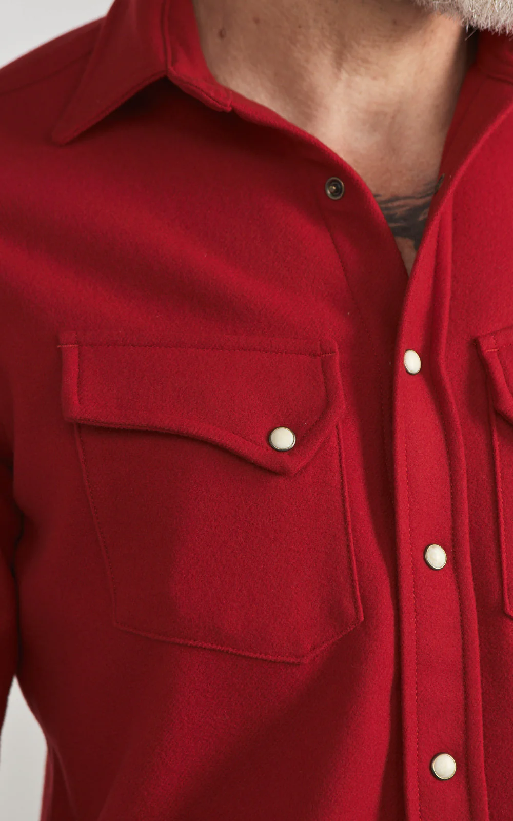 Fortela Pasadena Shirt Western Wool Flannel Red - Image 4