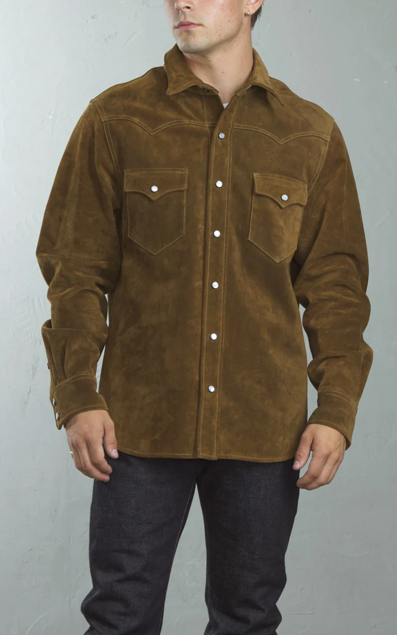 Fortela Ranch Western Suede Shirt Jacket Brown - Image 2