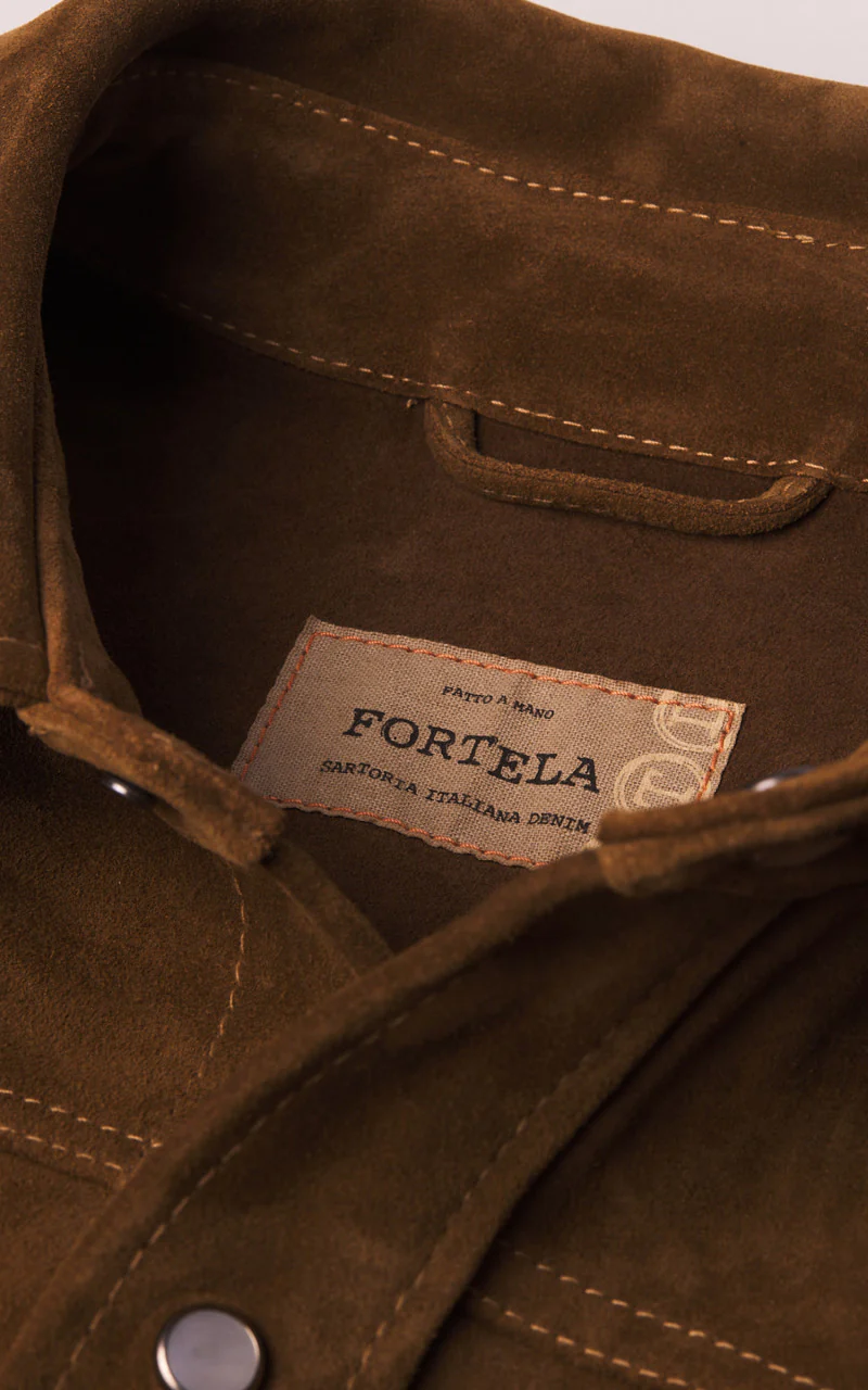 Fortela Ranch Western Suede Shirt Jacket Brown - Image 3