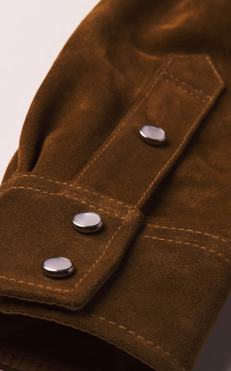 Fortela Ranch Western Suede Shirt Jacket Brown - Image 4