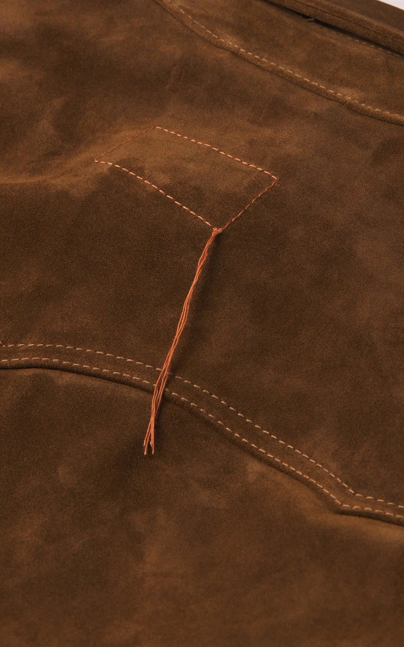 Fortela Ranch Western Suede Shirt Jacket Brown - Image 6