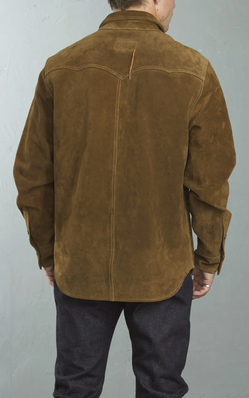 Fortela Ranch Western Suede Shirt Jacket Brown - Image 8