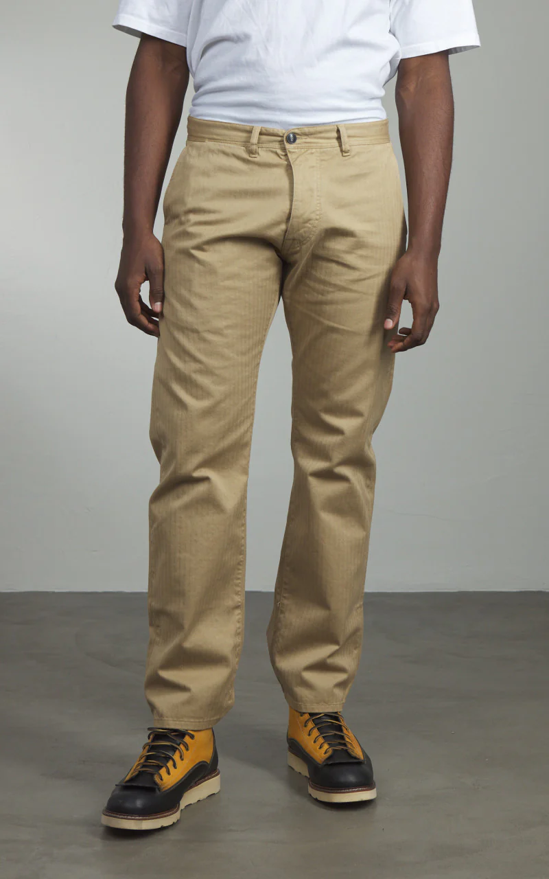 Fortela Reno Chino Trousers Herringbone Twill Beige - Image 2