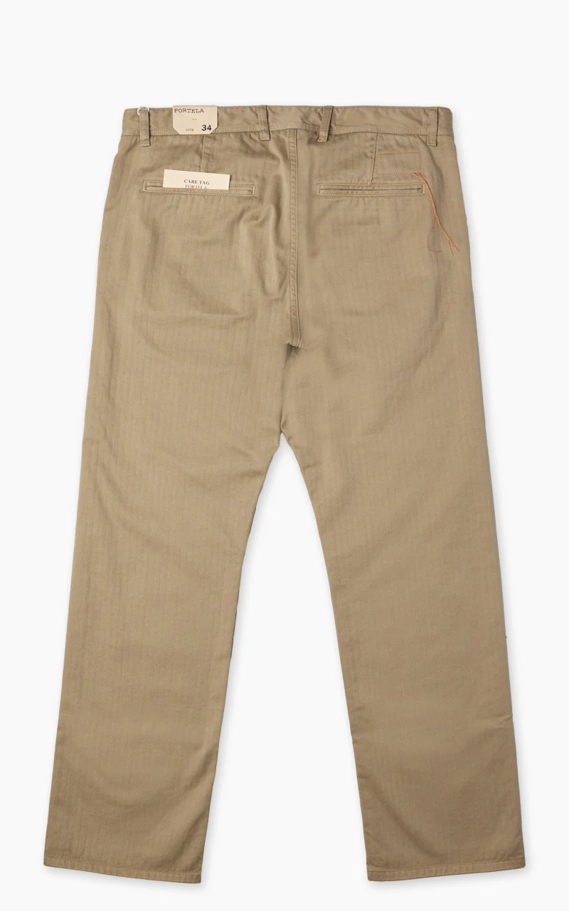 Fortela Reno Chino Trousers Herringbone Twill Beige - Image 3