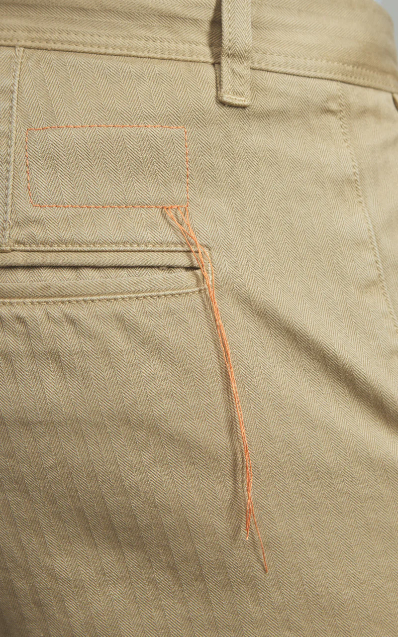 Fortela Reno Chino Trousers Herringbone Twill Beige - Image 8