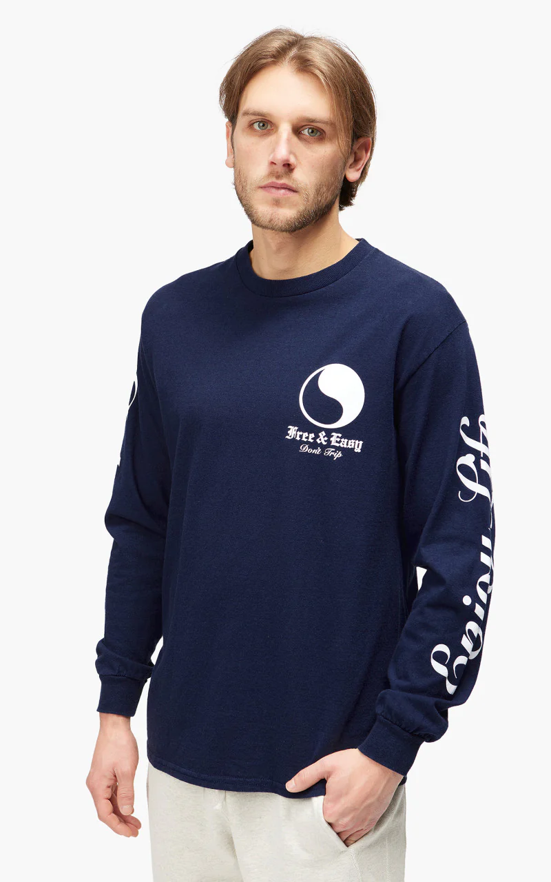 Free & Easy Olde English L/S Tee Navy - Image 5