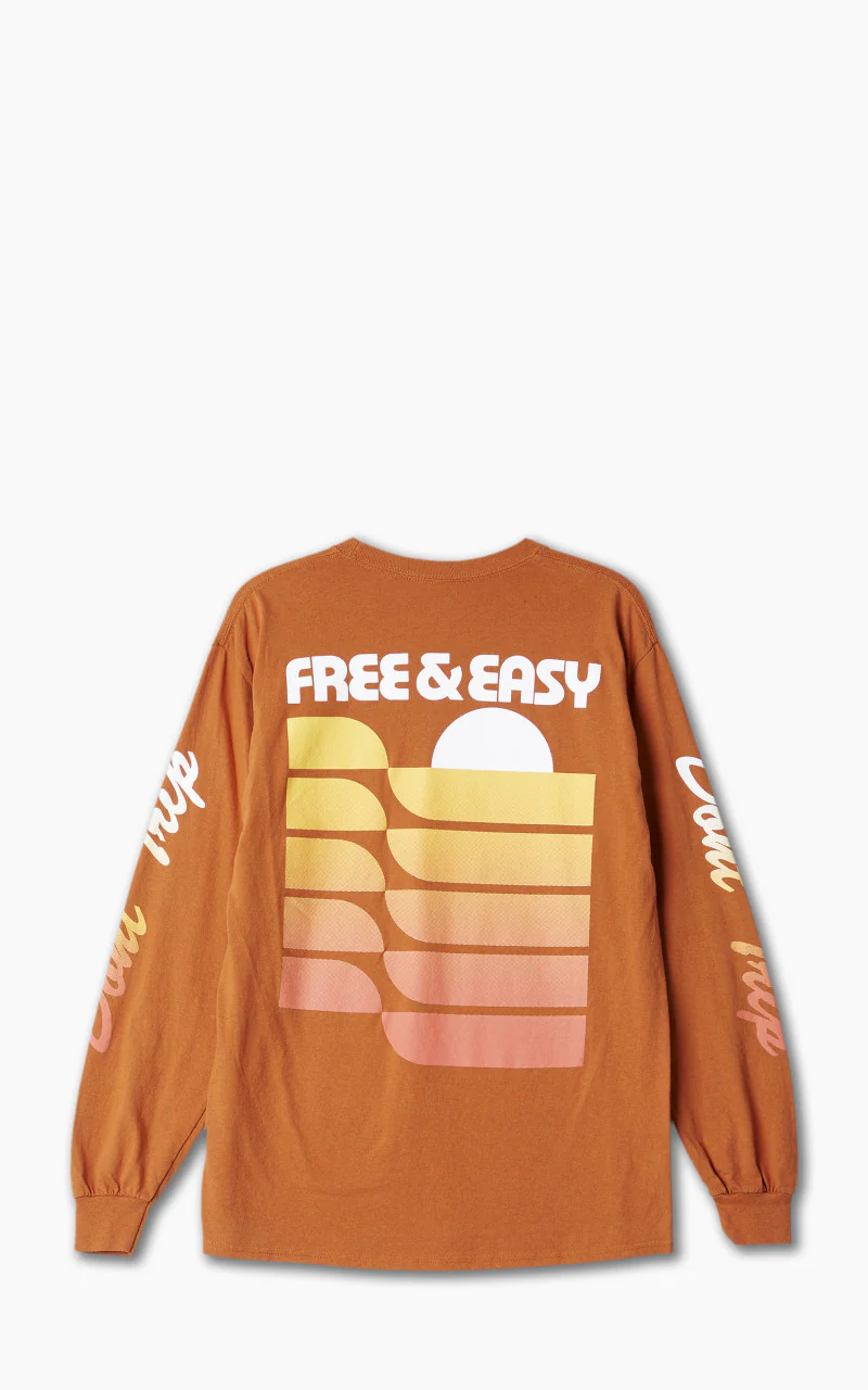 Free & Easy Sunset Waves L/S Tee Orange - Image 4