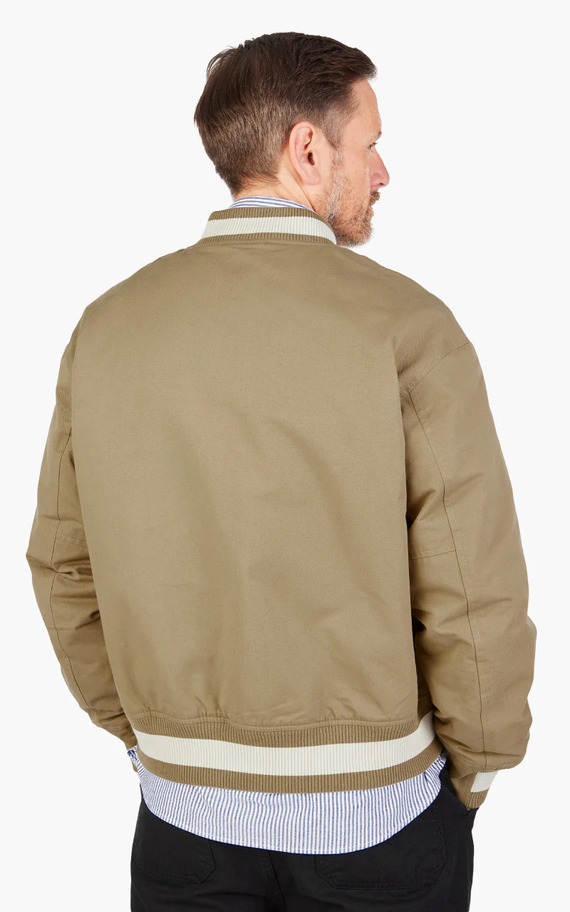 FrizmWORKS Cavalry Twill Varsity Jacket Beige - Image 6