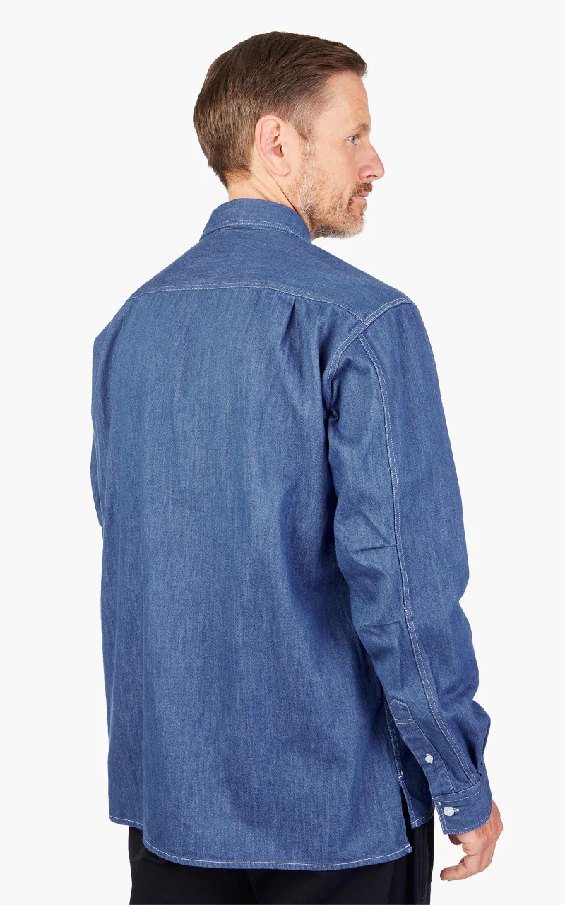 FrizmWORKS Denim Anorak Shirt Blue - Image 6
