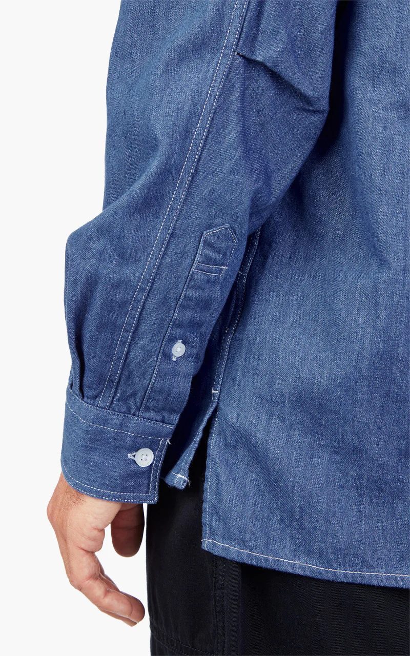 FrizmWORKS Denim Anorak Shirt Blue - Image 7