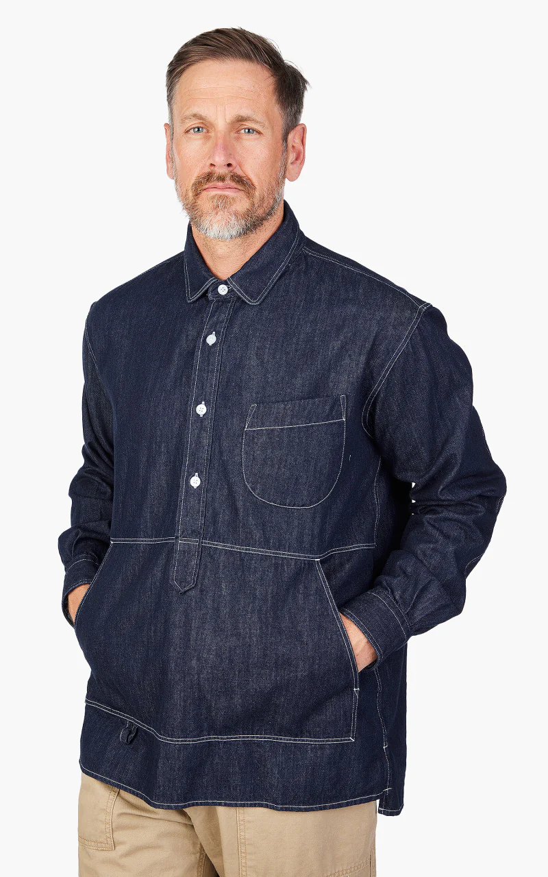 FrizmWORKS Denim Anorak Shirt Indigo - Image 3