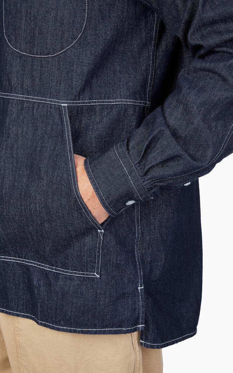 FrizmWORKS Denim Anorak Shirt Indigo - Image 4