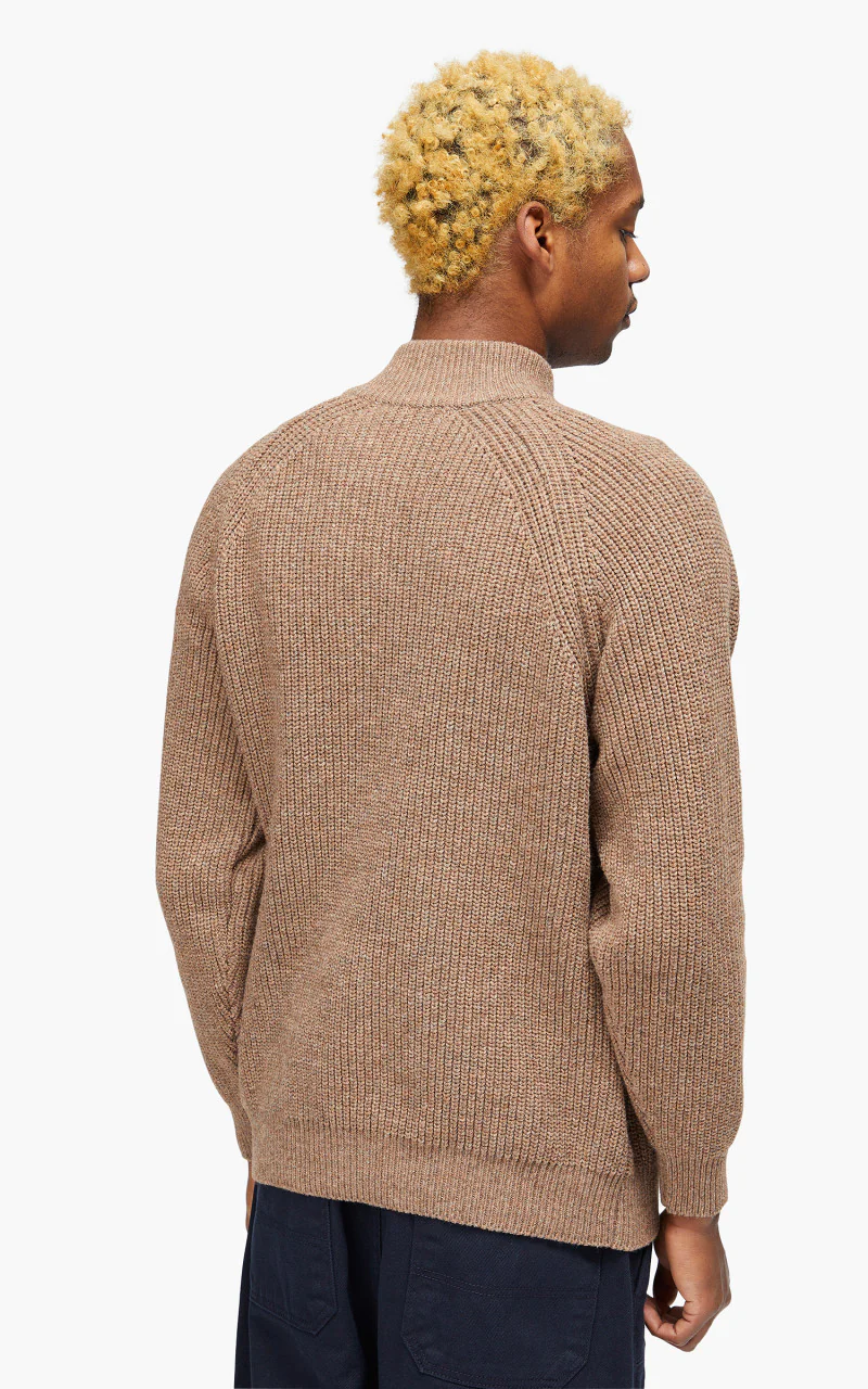 FrizmWORKS Half Zip Mock Neck Sweater Cocoa - Image 6