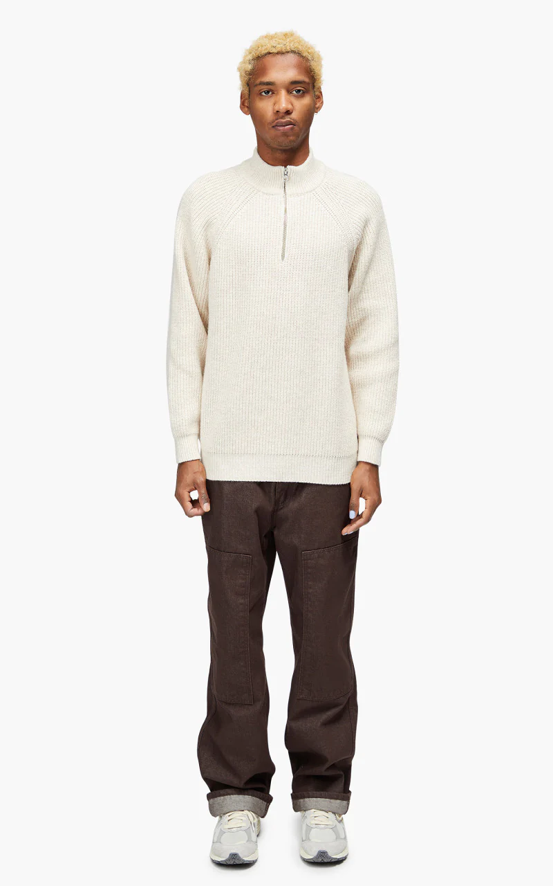 FrizmWORKS Half Zip Mock Neck Sweater Oatmeal - Image 2
