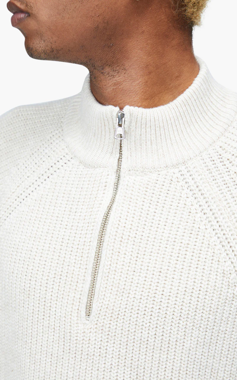 FrizmWORKS Half Zip Mock Neck Sweater Oatmeal - Image 6