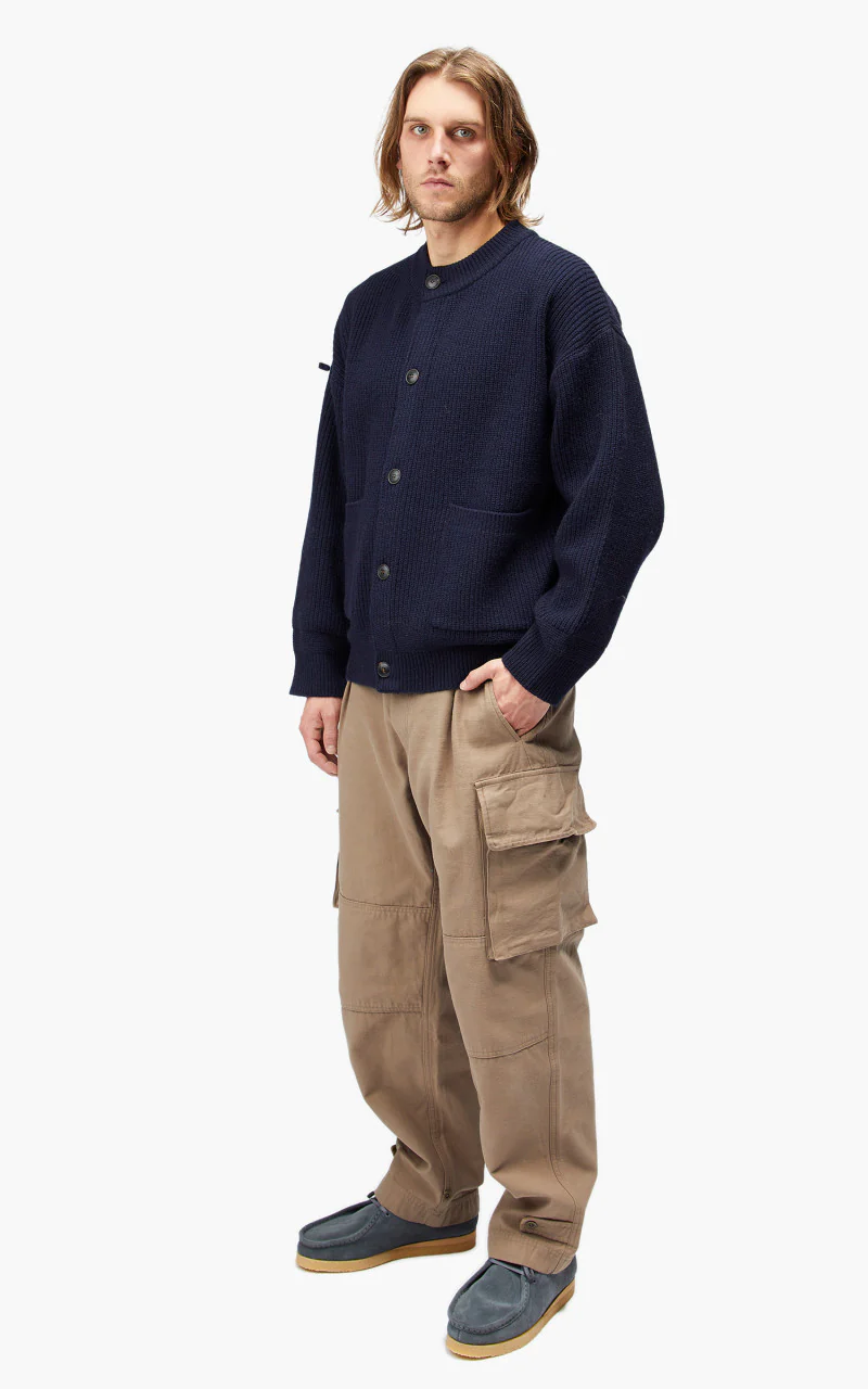 FrizmWORKS Heavy Wool Round Cardigan Navy - Image 2