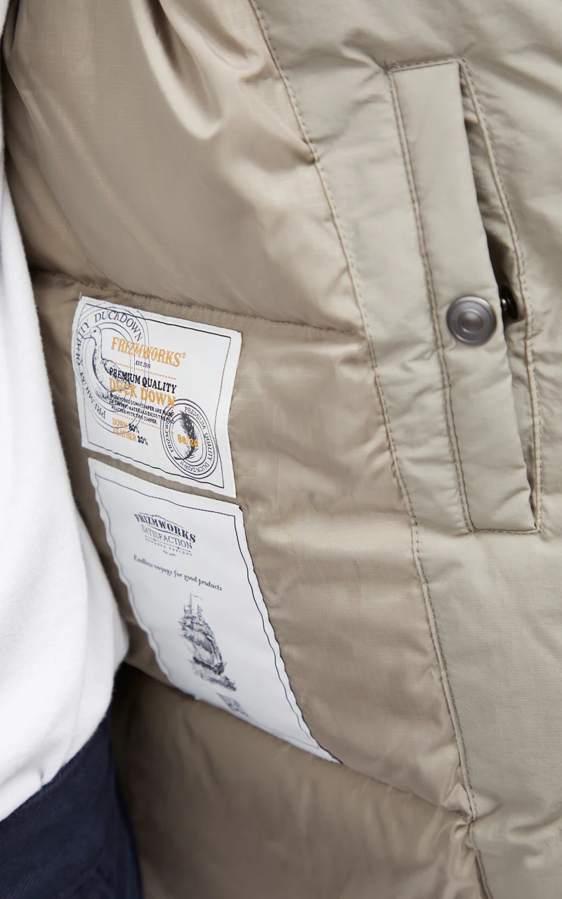 FrizmWORKS Hooded Puffer Down Parka Taupe - Image 11
