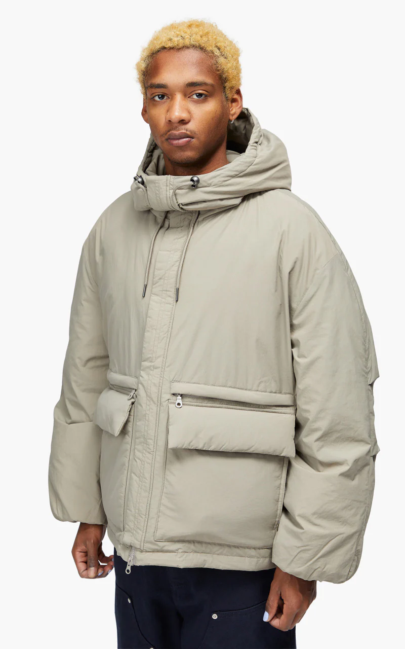 FrizmWORKS Hooded Puffer Down Parka Taupe - Image 2