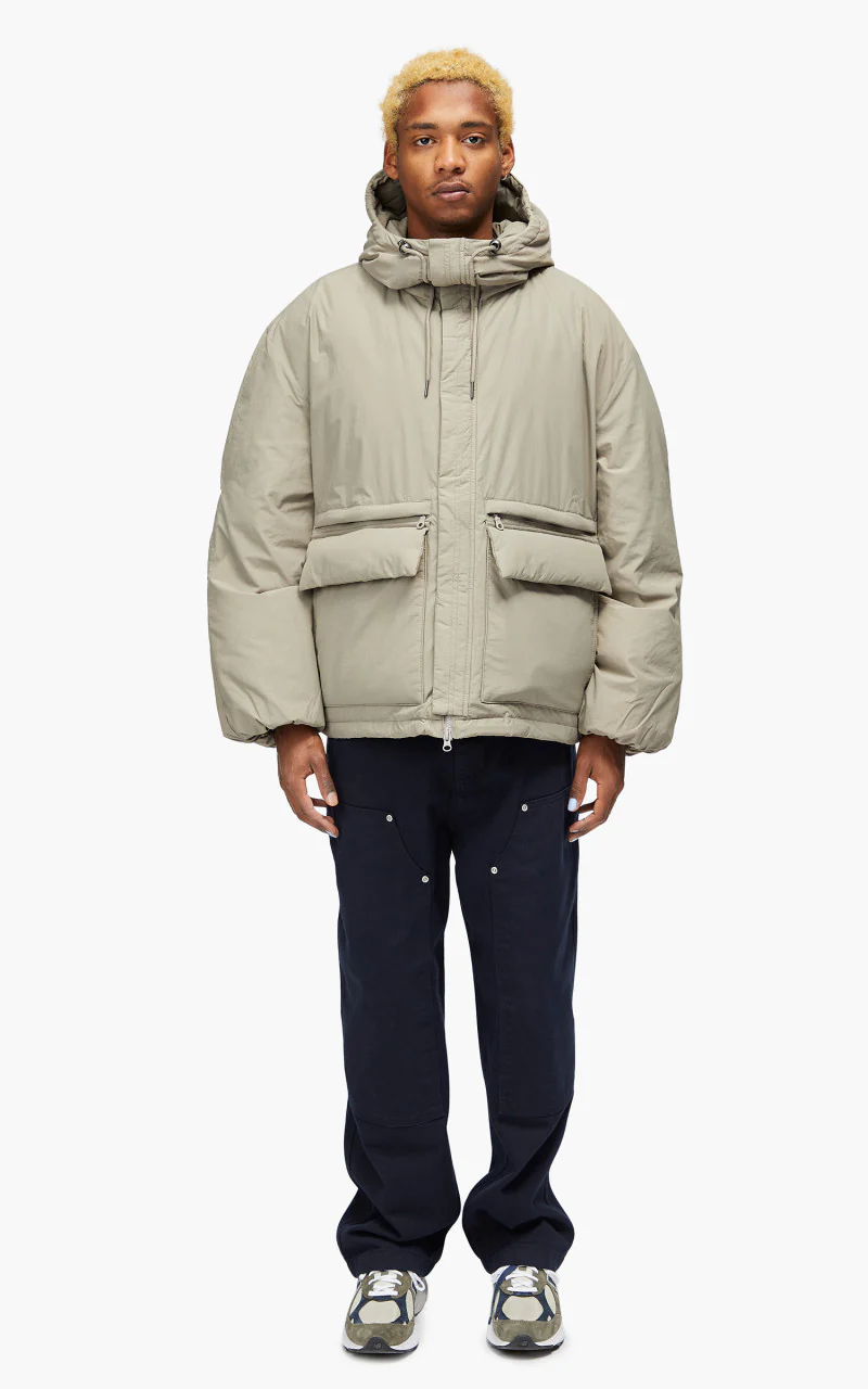 FrizmWORKS Hooded Puffer Down Parka Taupe - Image 4